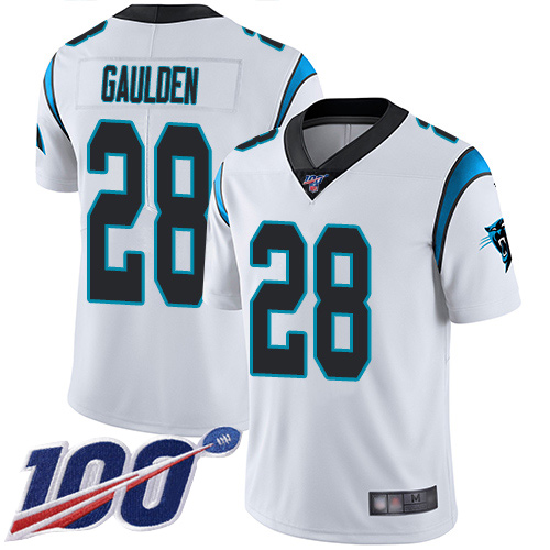 Carolina Panthers Limited White Men Rashaan Gaulden Road Jersey NFL Football 28 100th Season Vapor Untouchable